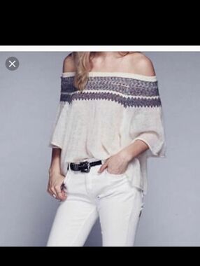 FREE PEOPLE Lock Lomand Flutter Sweater Wool Linen Boho Knit Sweater Top Size XS